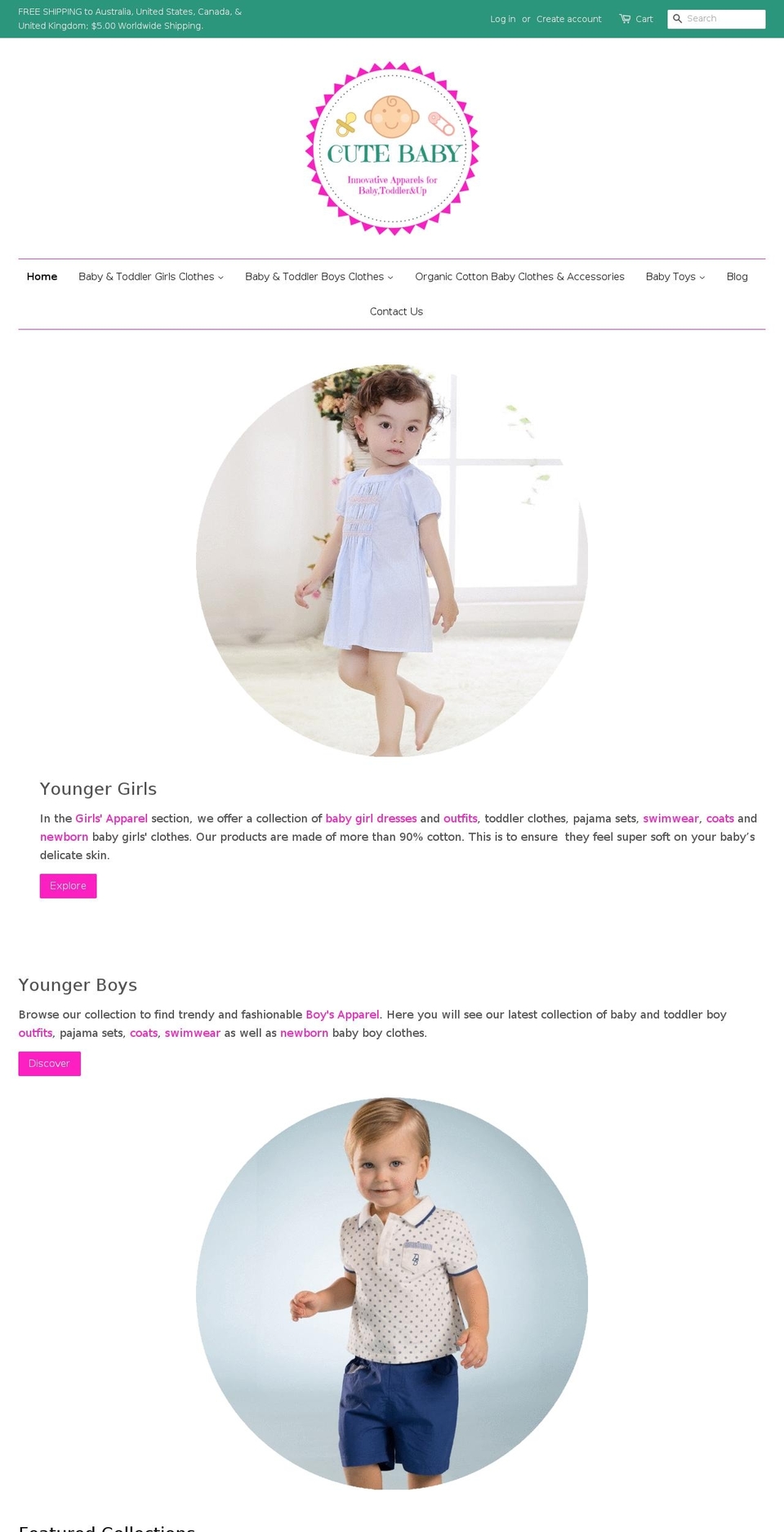 cutebaby.store shopify website screenshot