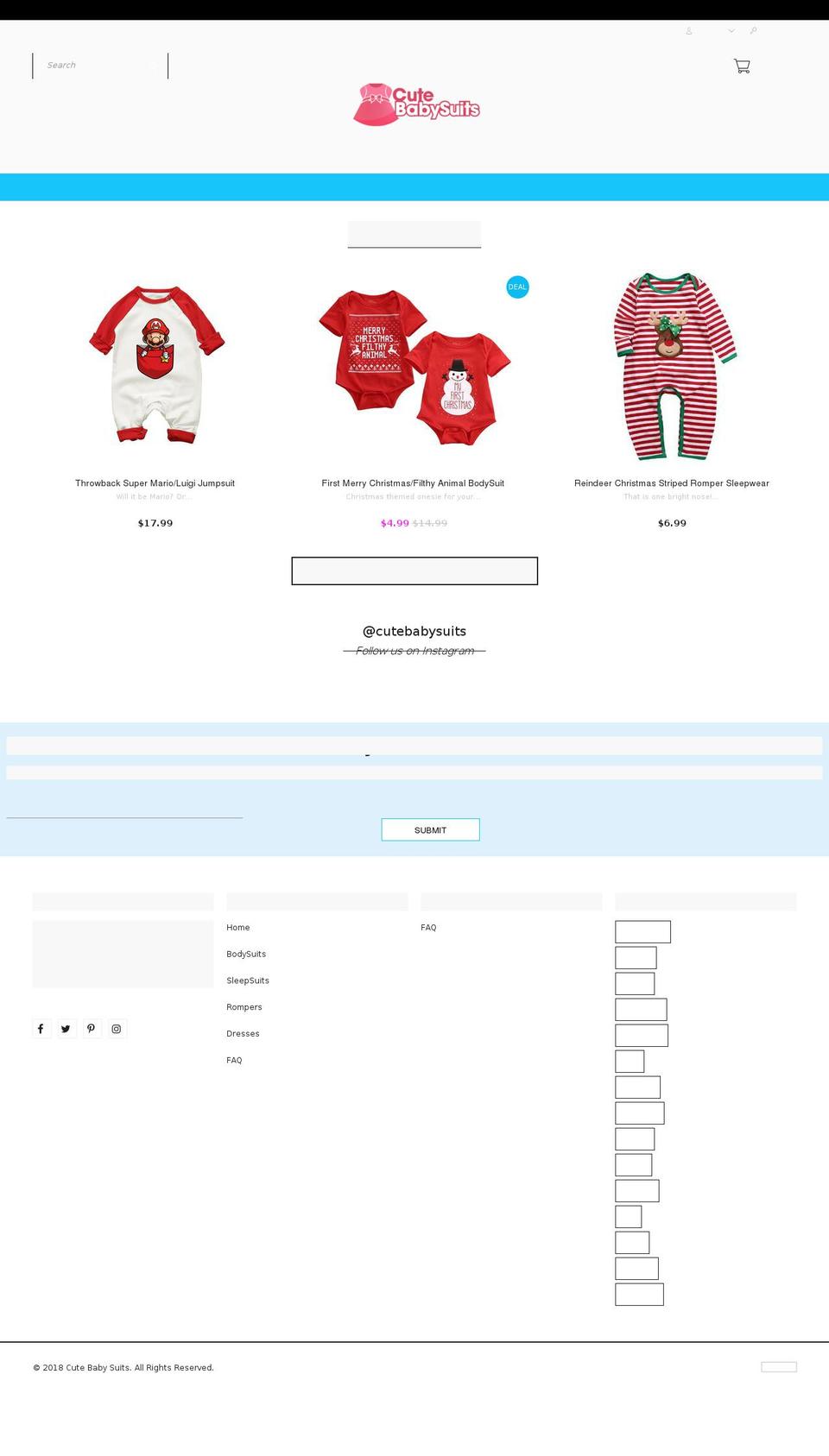 cutebabysuits.com — Shopify storefront screenshot