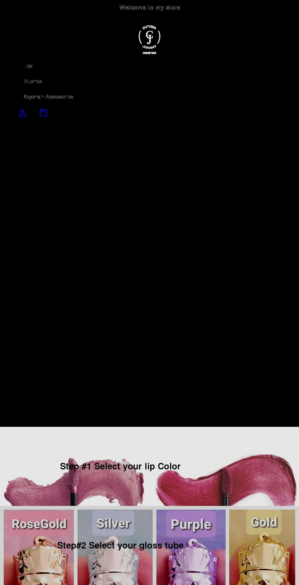 cuteboijohnnyscosmetics.com shopify website screenshot