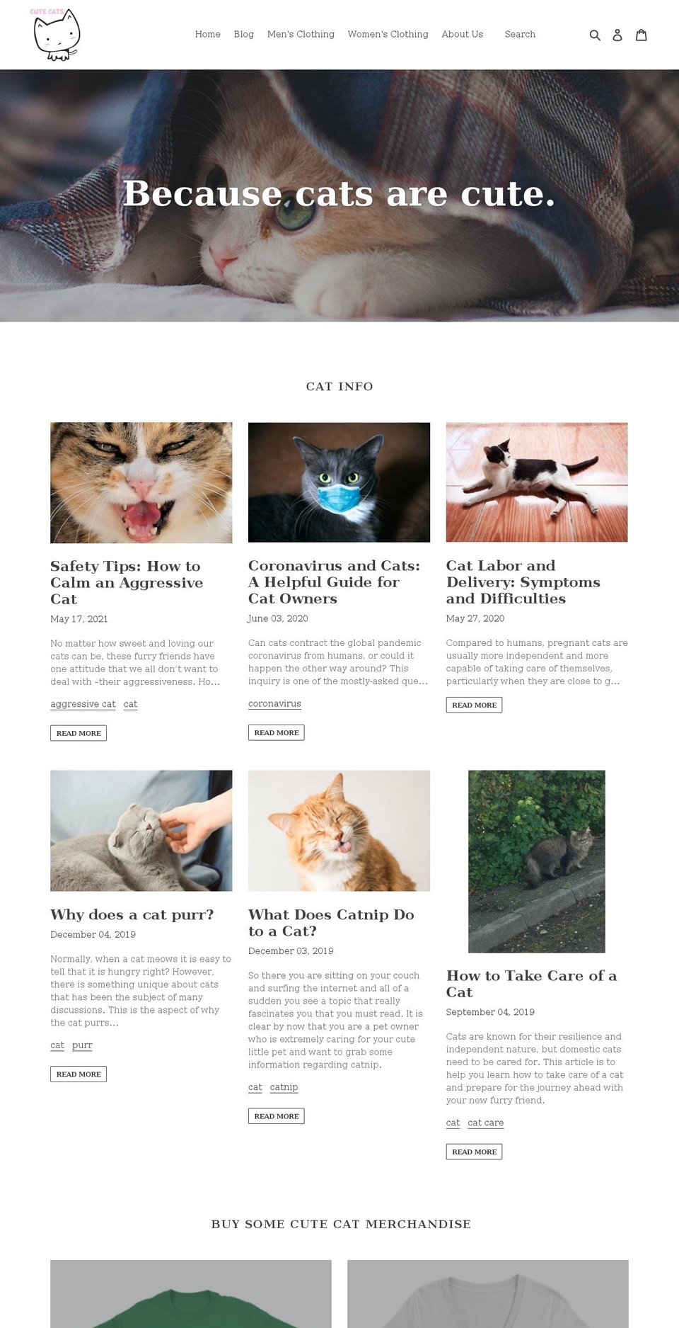 cutecatslovelove.com shopify website screenshot