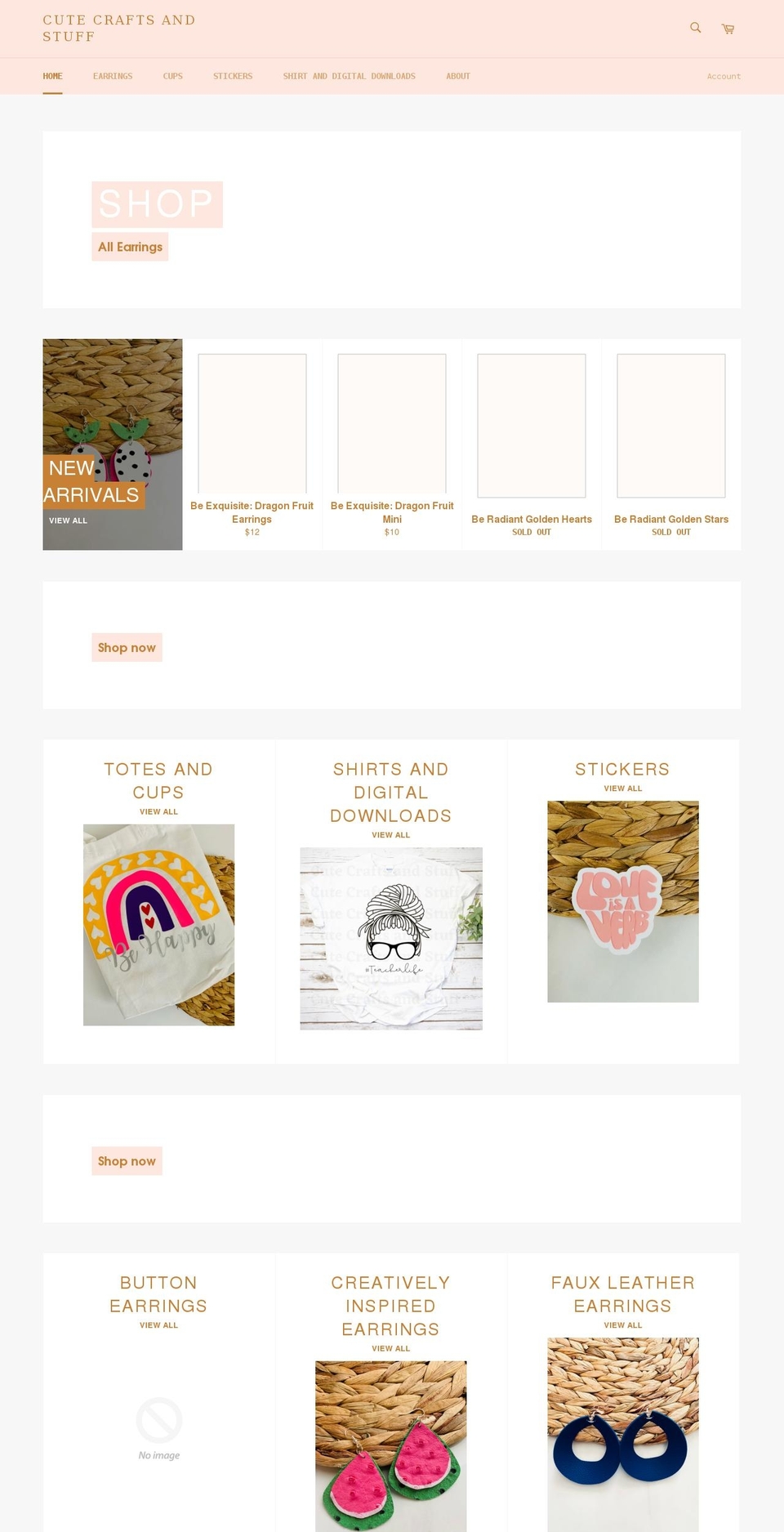 cutecraftsandstuff.com shopify website screenshot
