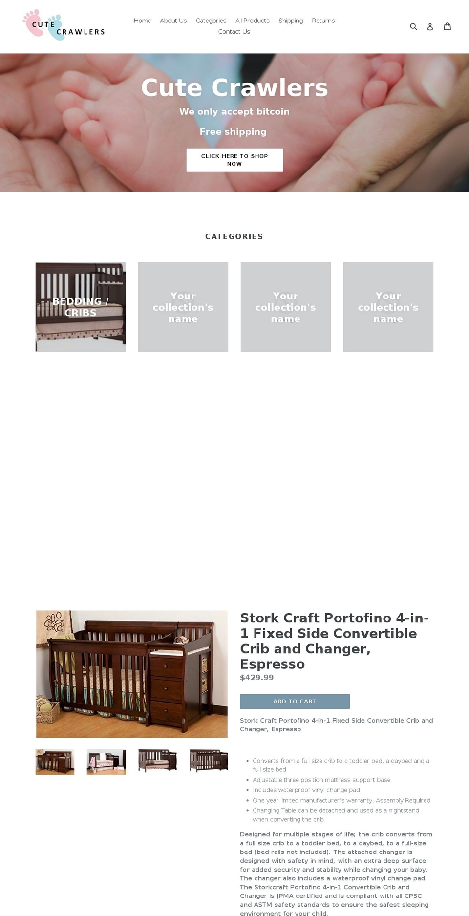 cutecrawlers.com shopify website screenshot