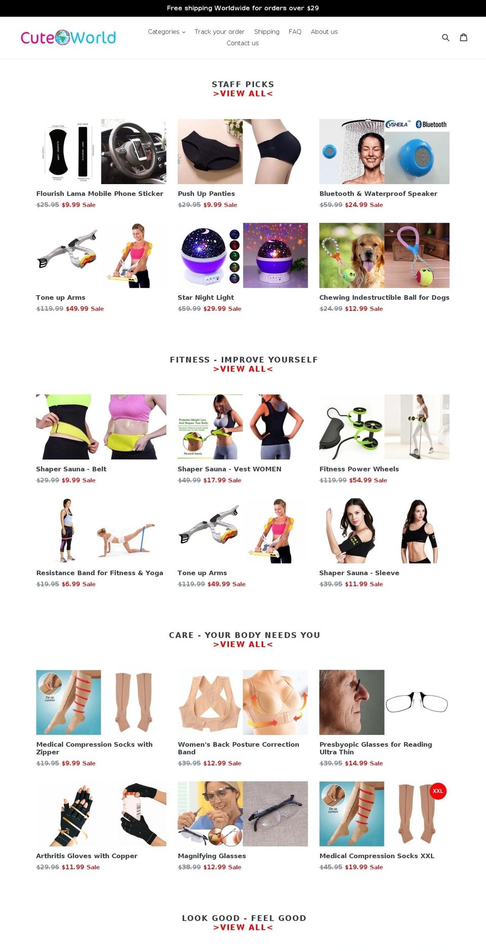 cutecuteworld.com — Shopify storefront screenshot