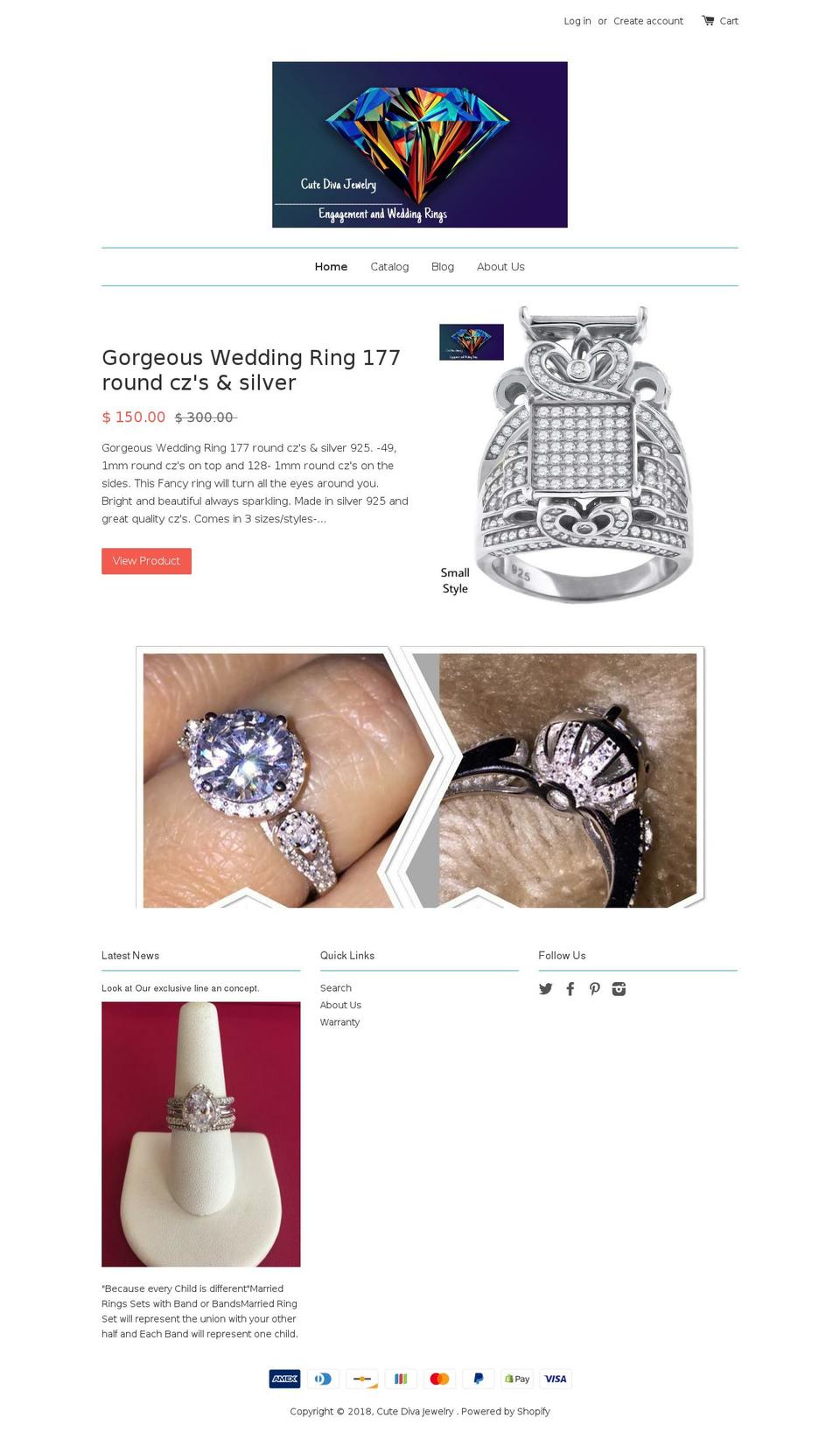 cutedivajewelry.com — Shopify storefront screenshot
