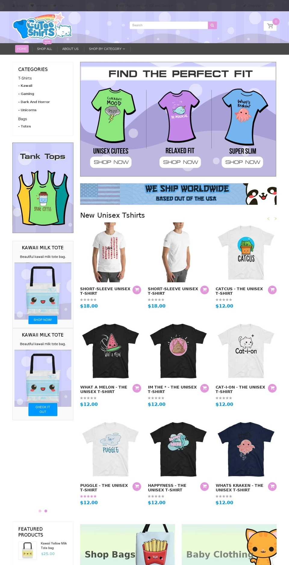 handy-2-0 Shopify theme site example cuteeshirts.com