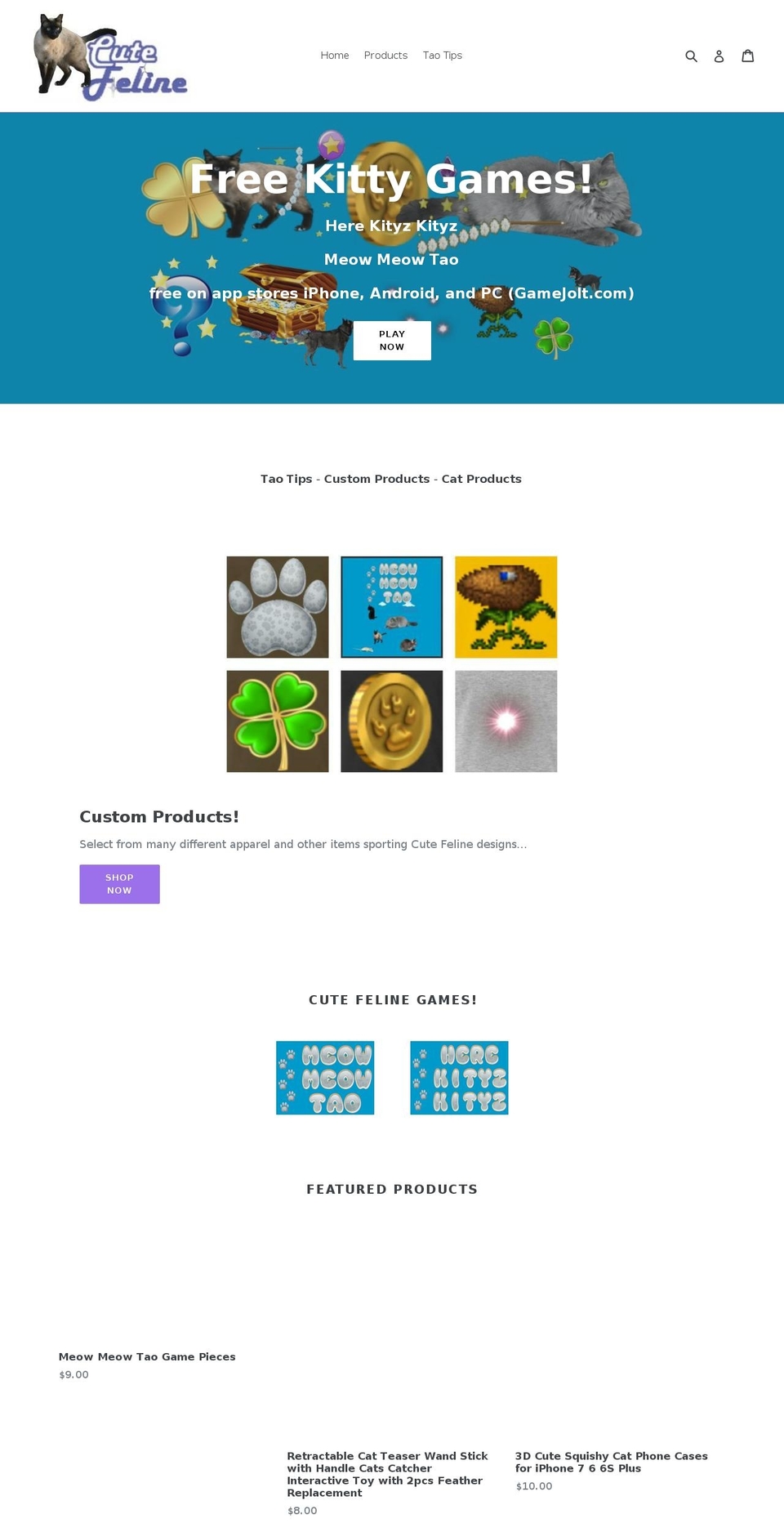 cutefeline.com shopify website screenshot