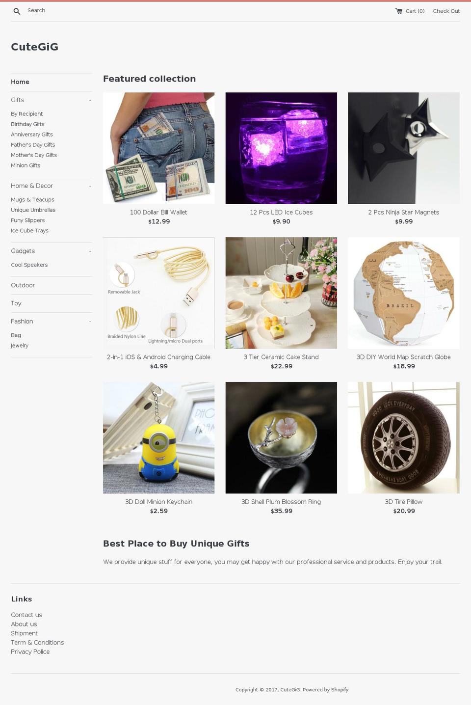 cutegig.com shopify website screenshot