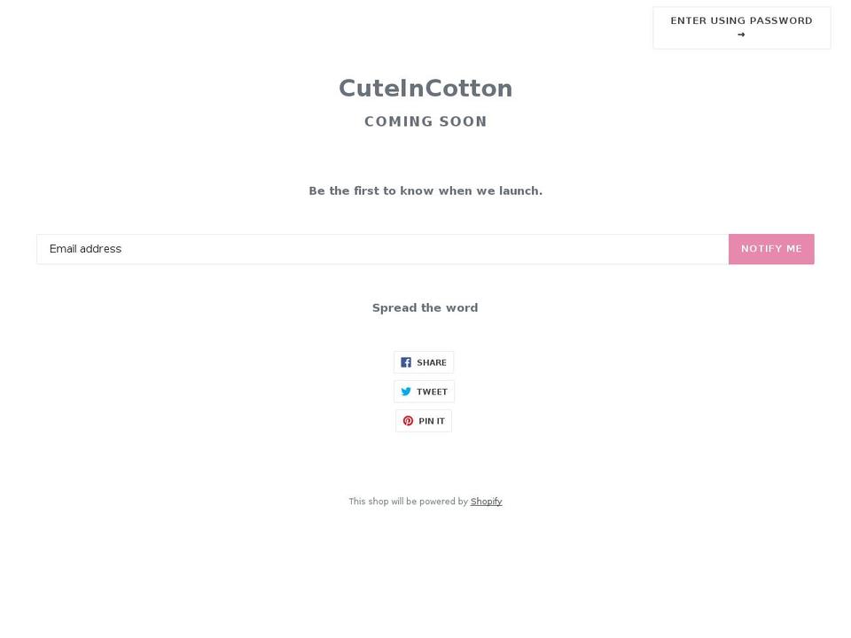 cuteincotton.com — Shopify storefront screenshot