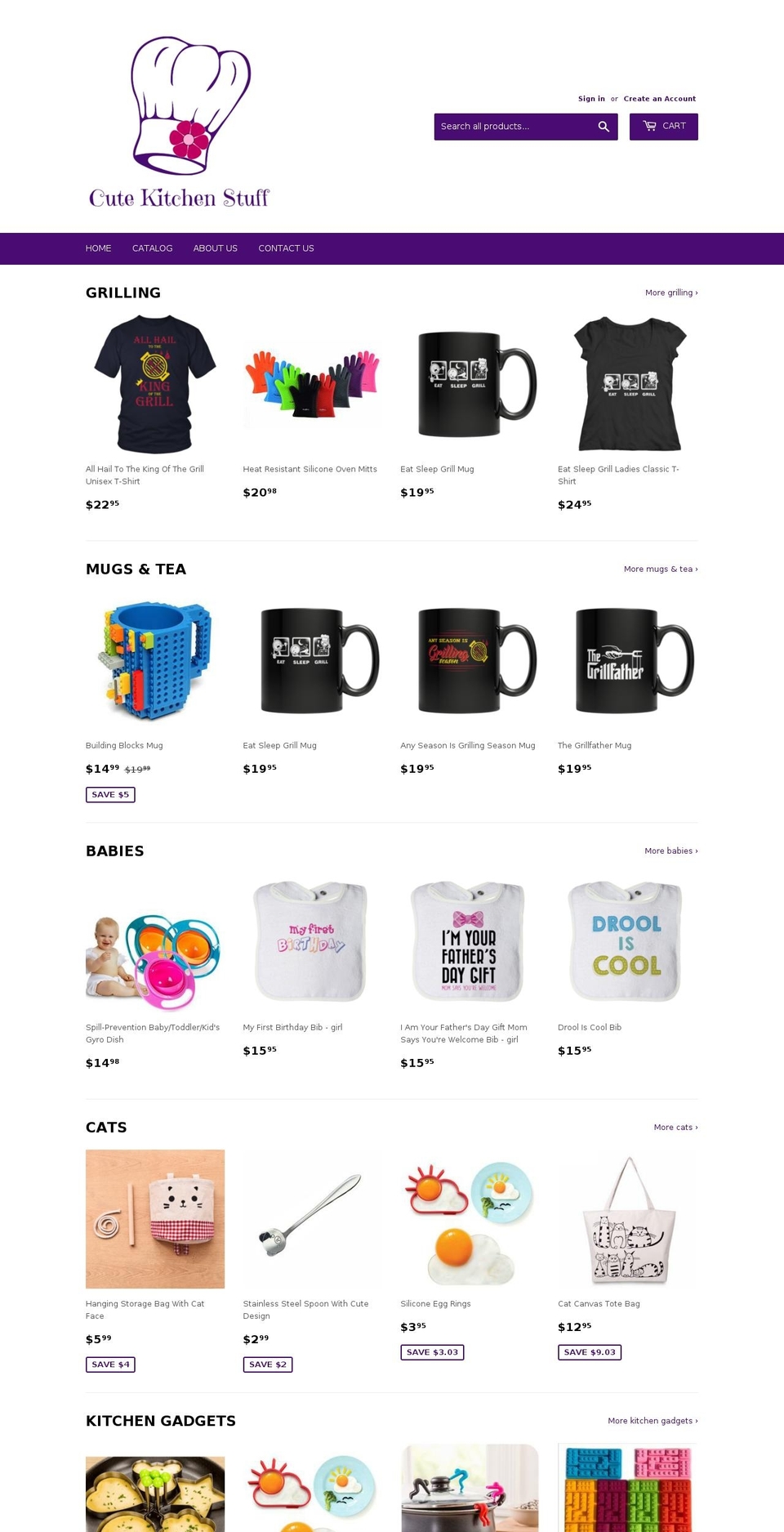 cutekitchenstuff.com — Shopify storefront screenshot