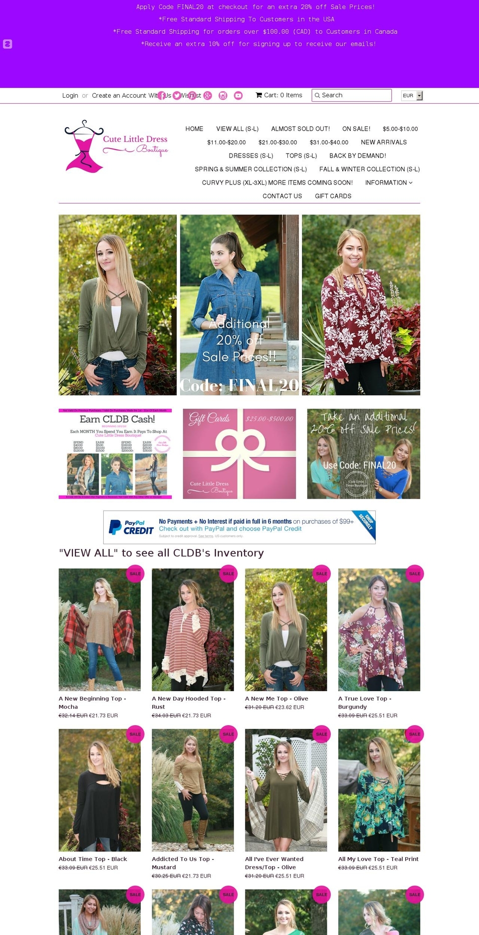 cutelittledressboutique.com shopify website screenshot