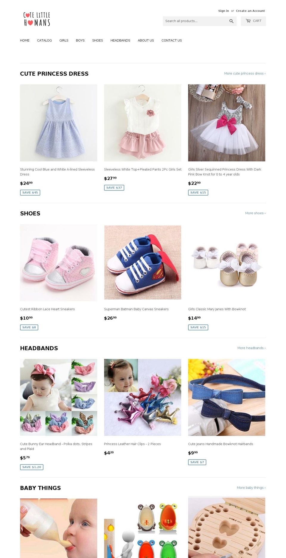 cutelittlehumans.com — Shopify storefront screenshot