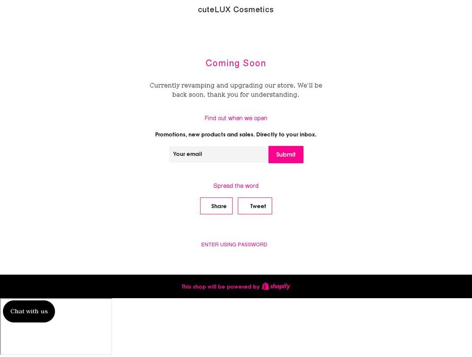 cuteluxc.com shopify website screenshot
