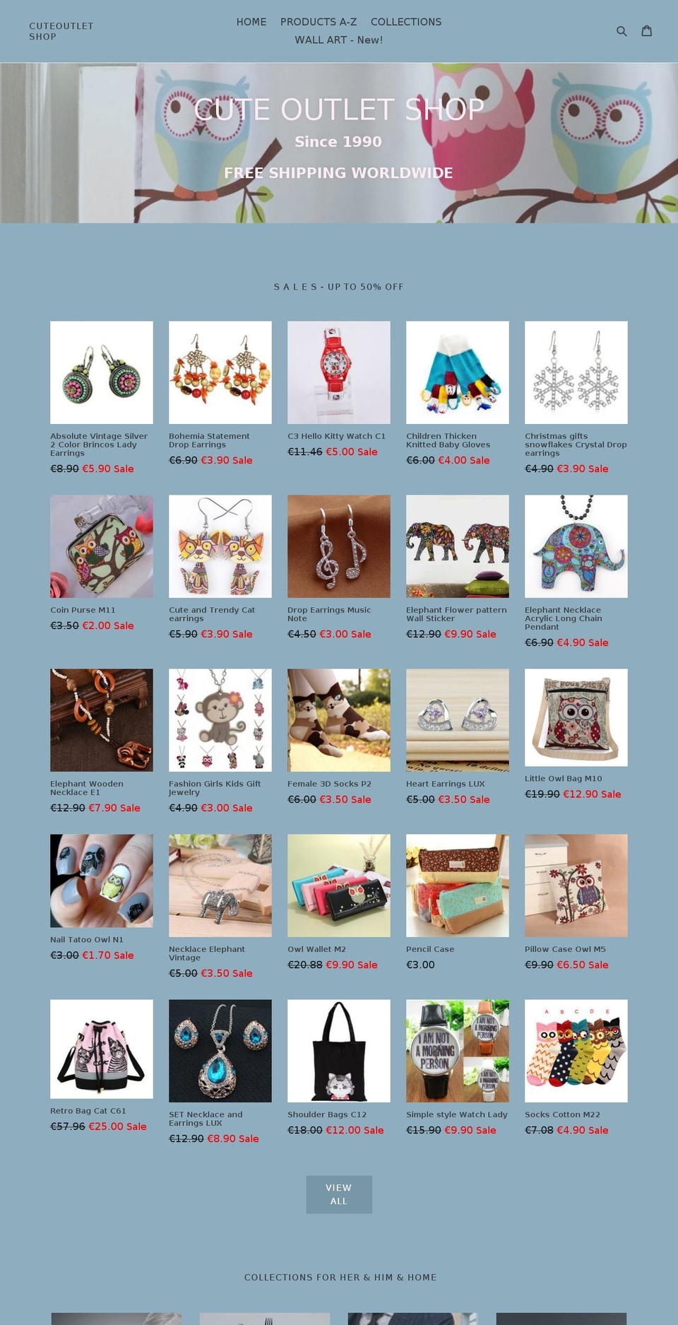 cuteoutlet.com shopify website screenshot