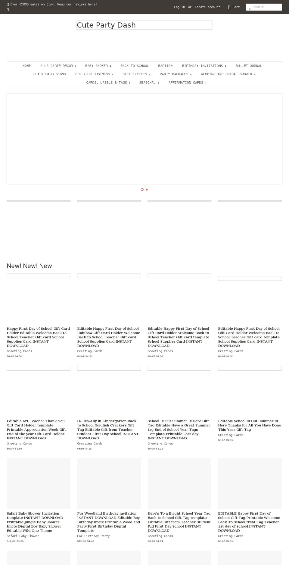 cutepartydash.com shopify website screenshot