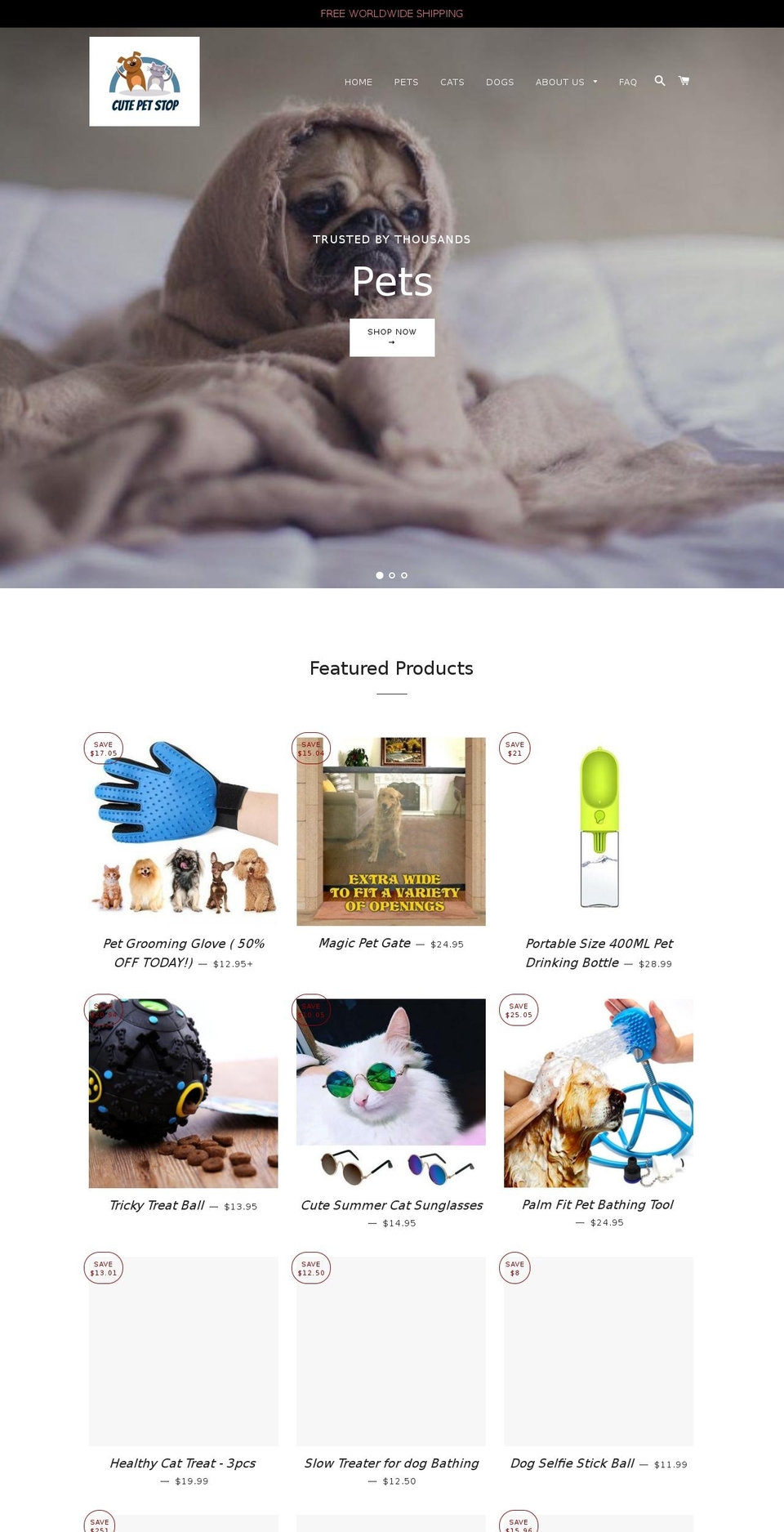 cutepetstop.com shopify website screenshot