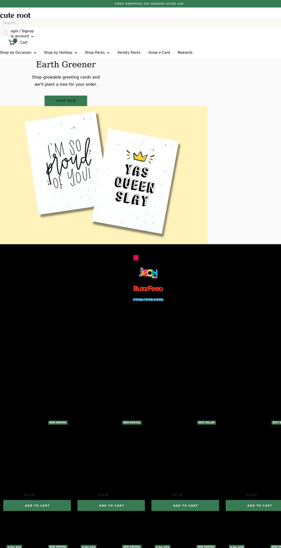 cuteroot.com shopify website screenshot