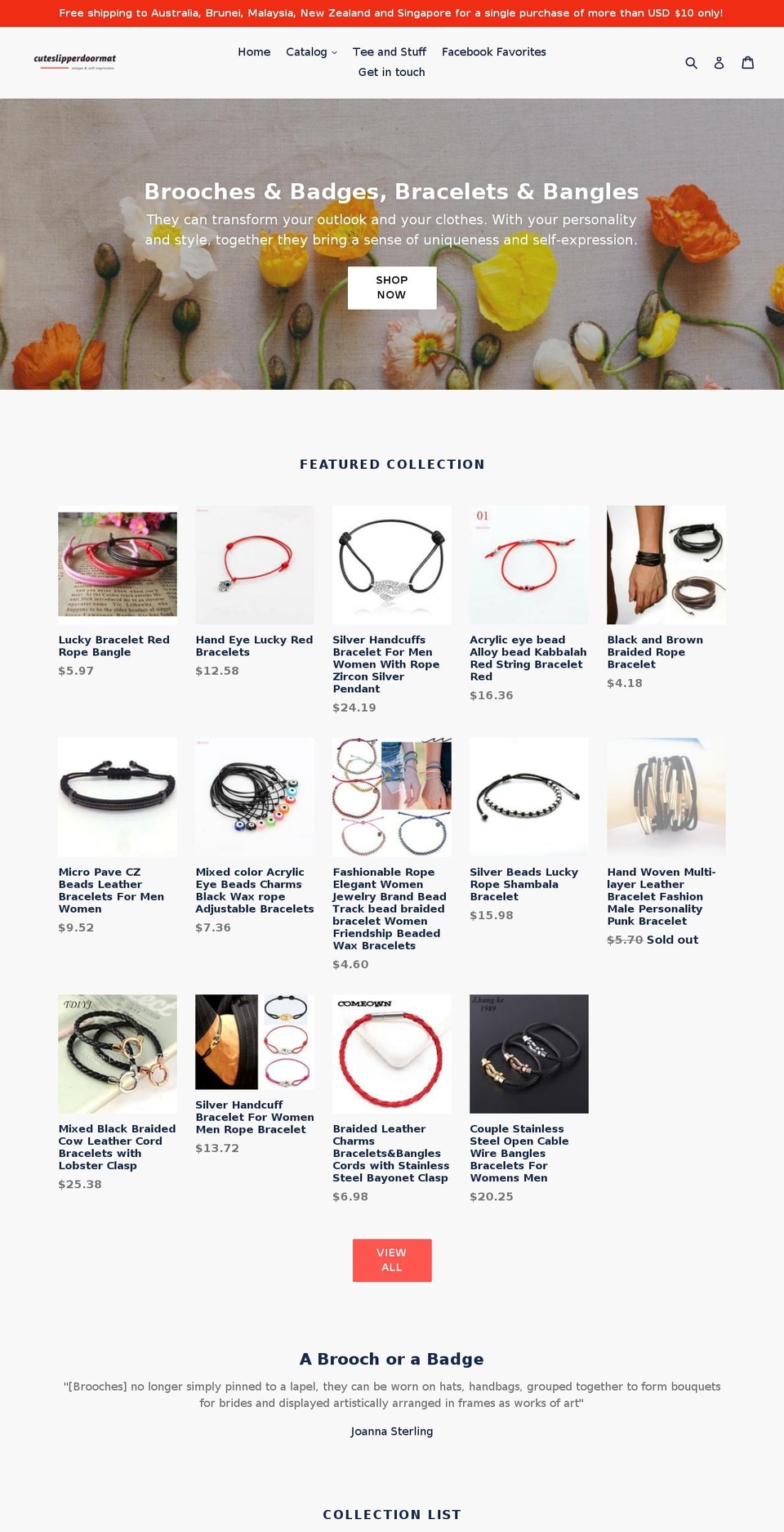 cuteslipperdoormat.com — Shopify storefront screenshot