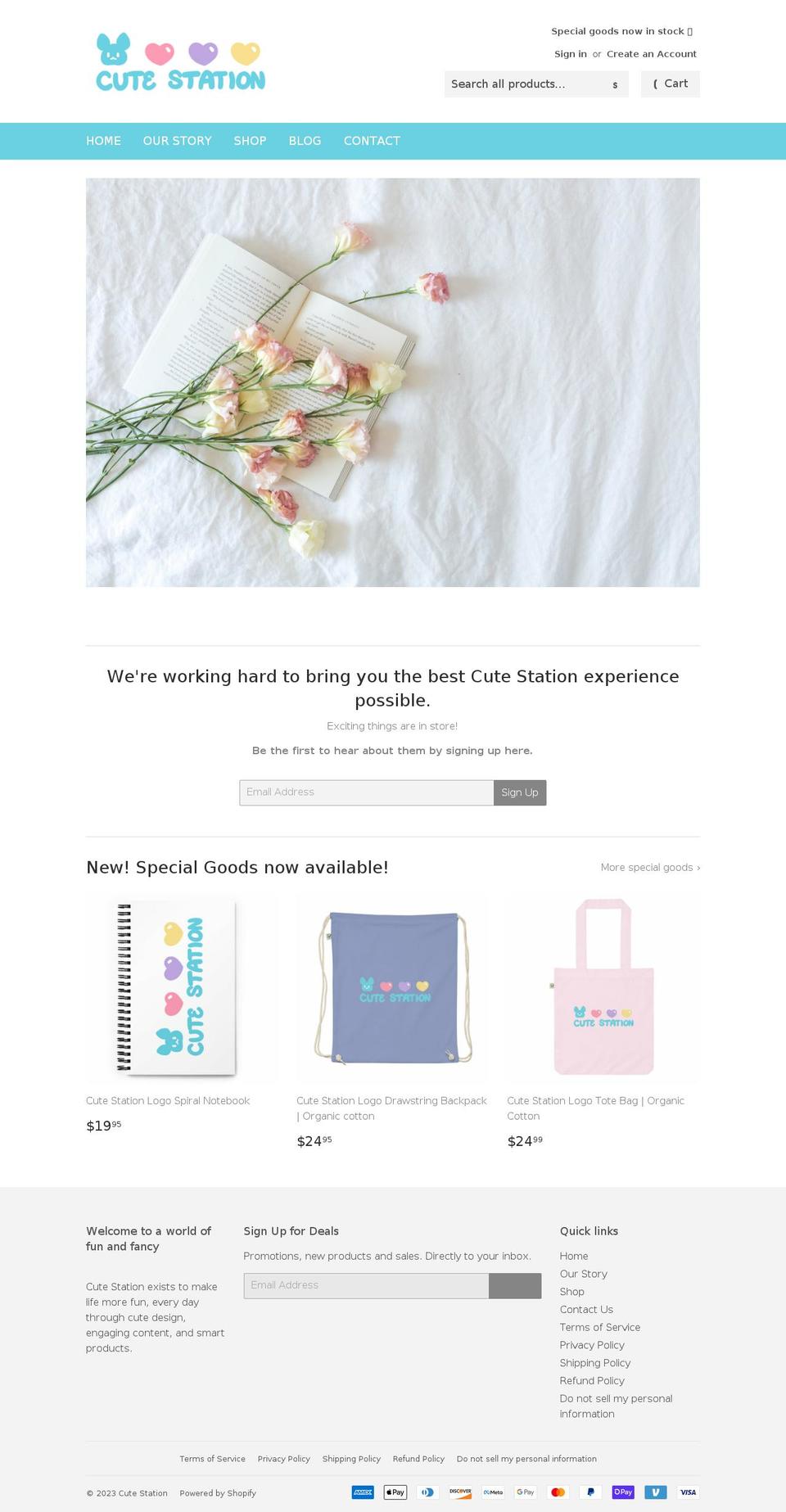 cutestationshop.com shopify website screenshot