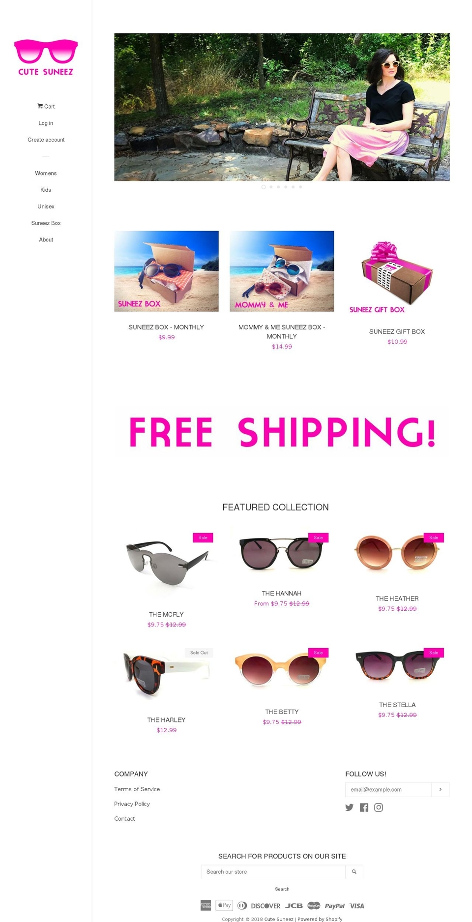 cutesuneez.com — Shopify storefront screenshot