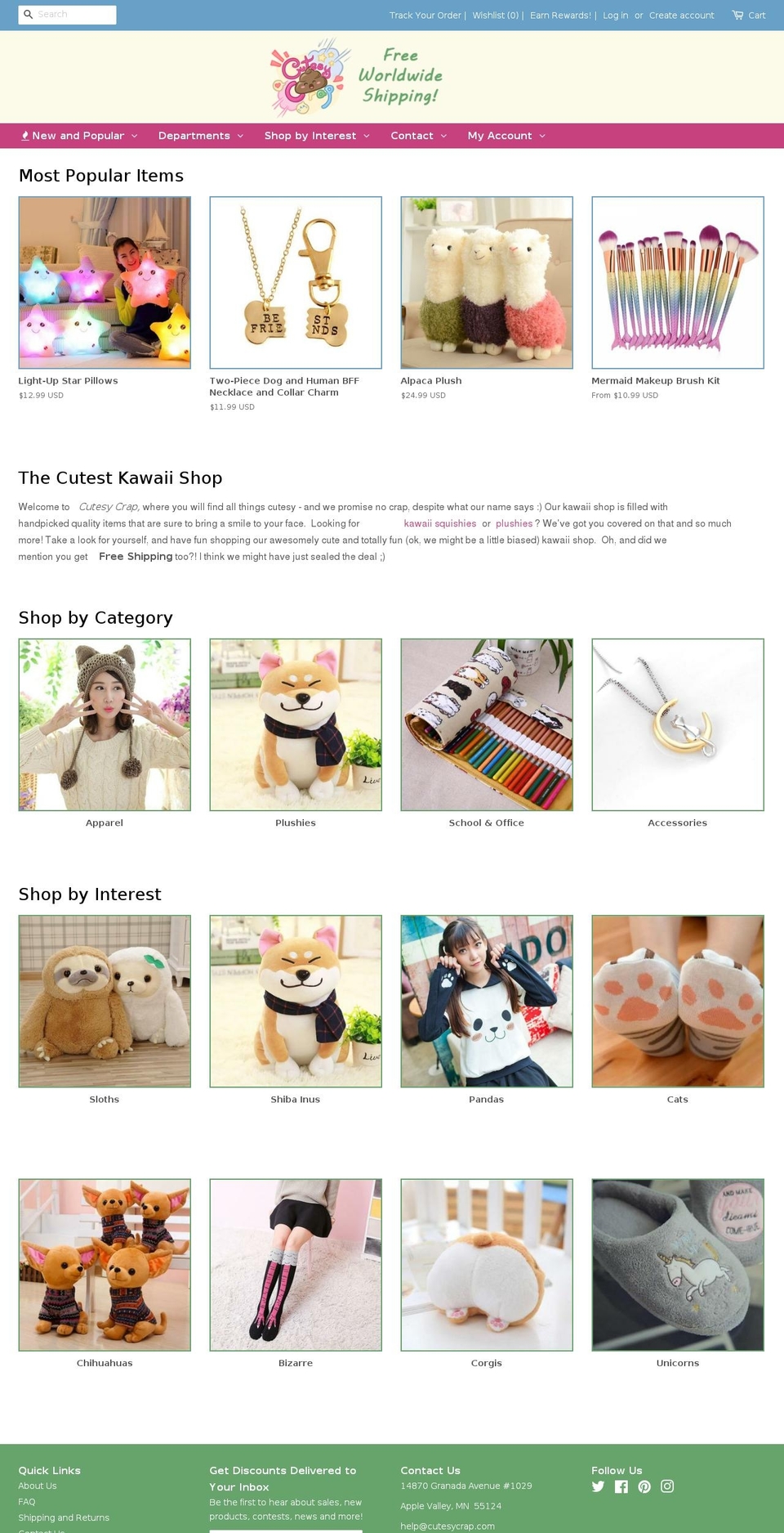 cutesycrap.com shopify website screenshot
