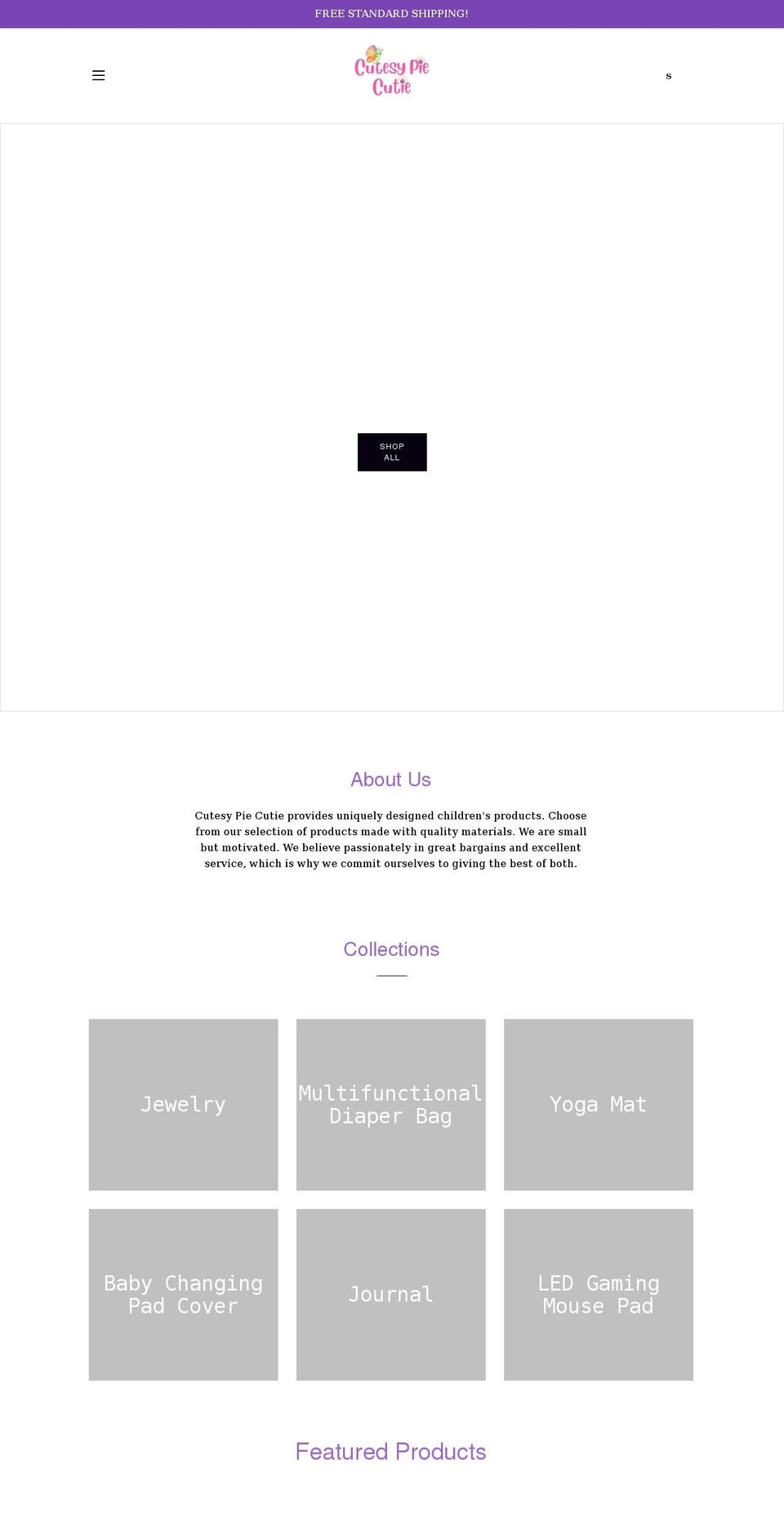 cutesypie.com shopify website screenshot