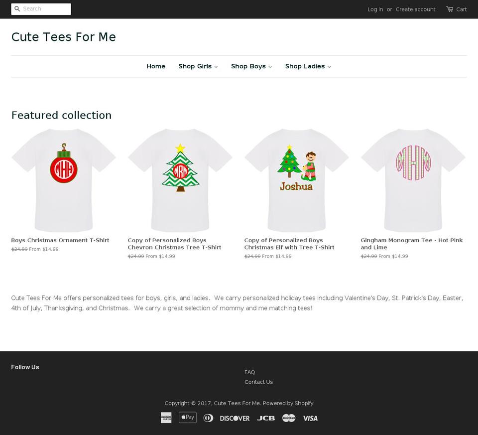 cuteteesforme.com shopify website screenshot
