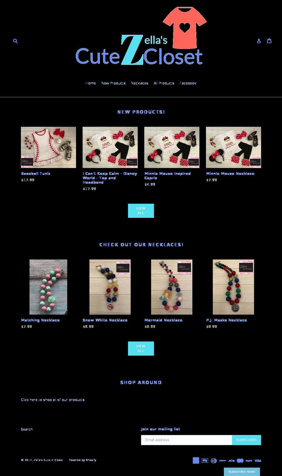 cutezcloset.com shopify website screenshot