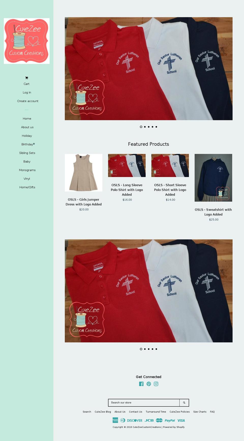cutezeecustomcreations.com — Shopify storefront screenshot