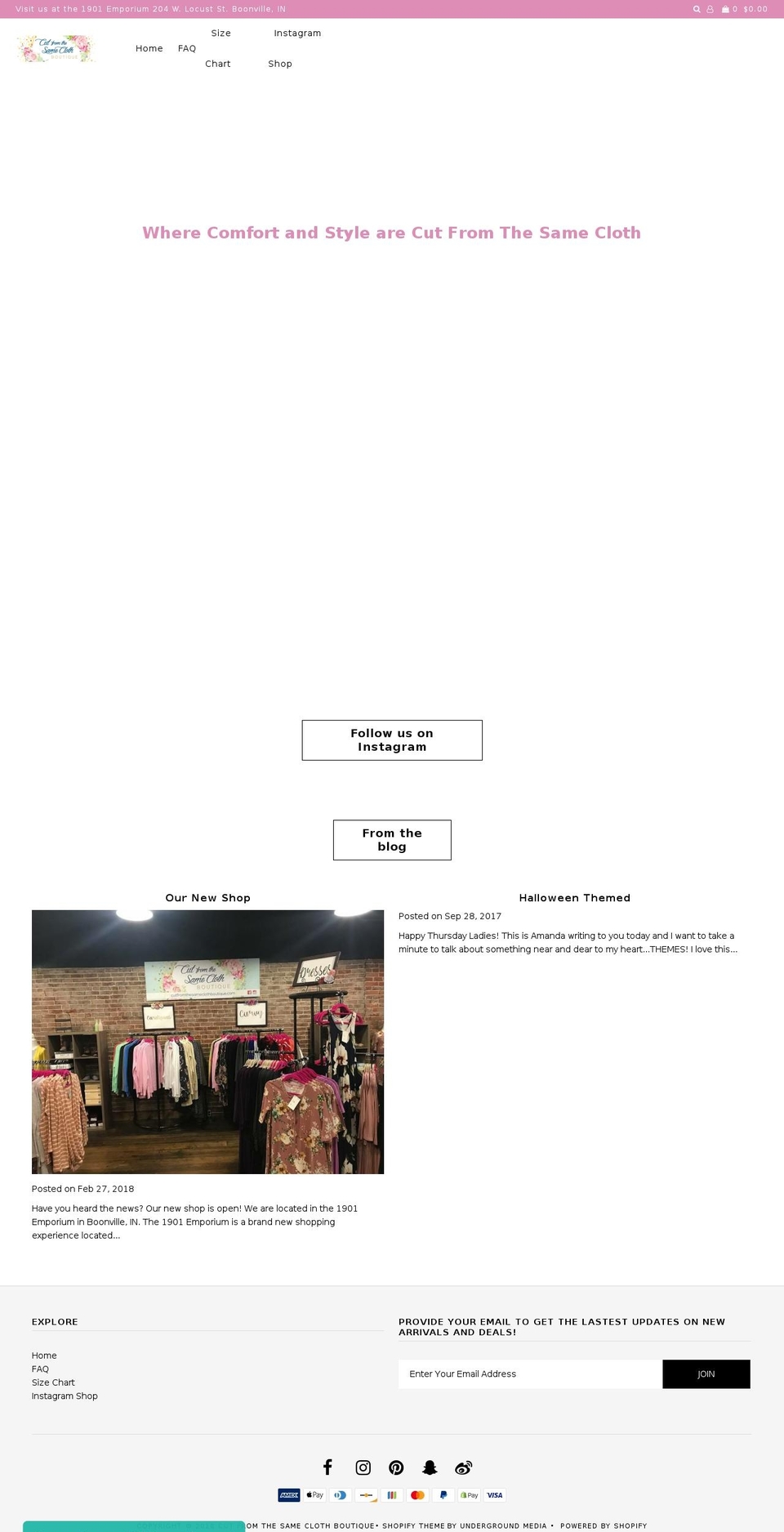 cutfromthesameclothboutique.com — Shopify storefront screenshot