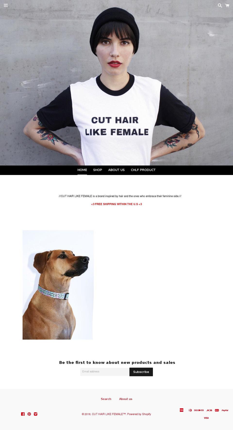 cuthairlikefemale.com — Shopify storefront screenshot