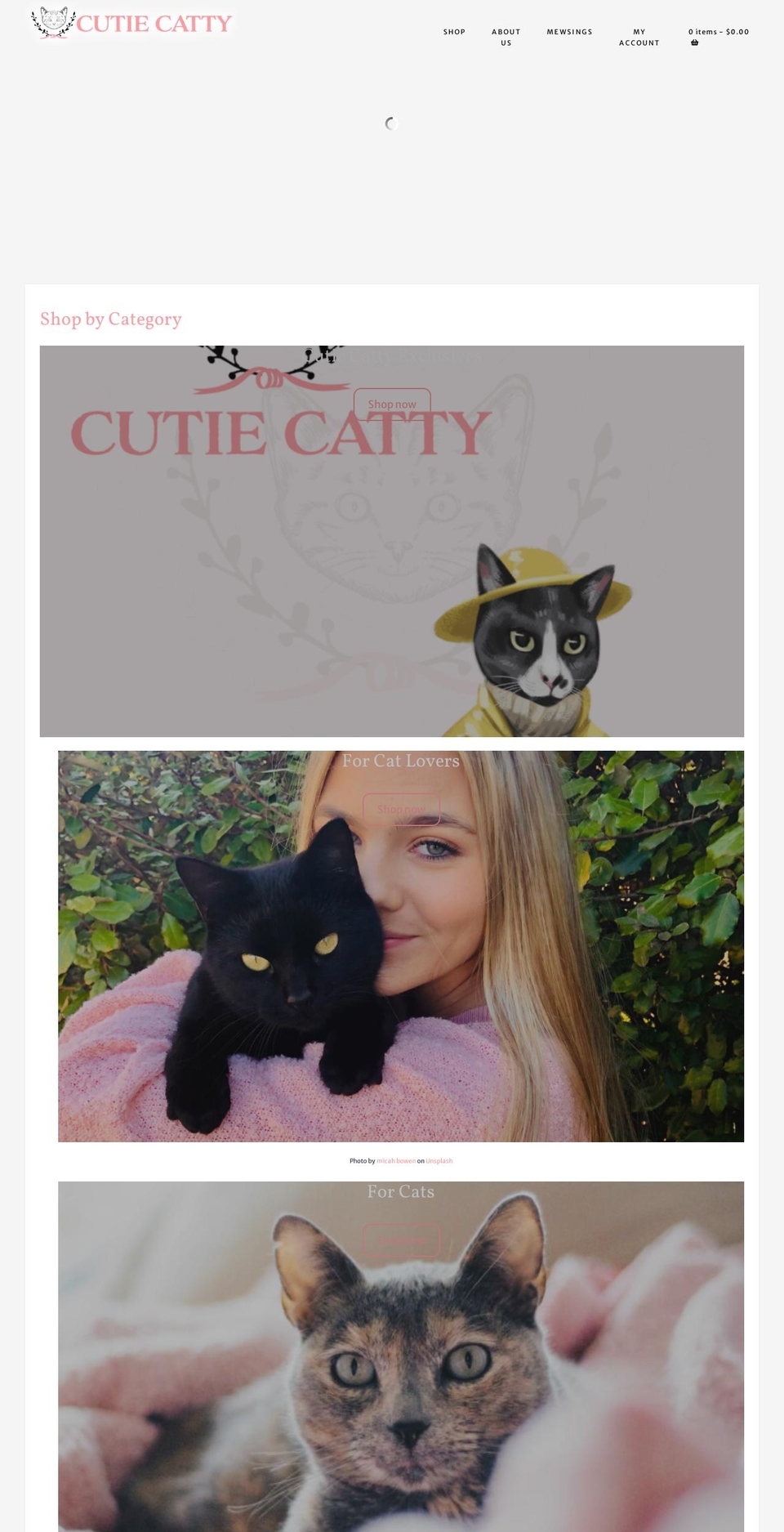cutiecatty.com — Shopify storefront screenshot