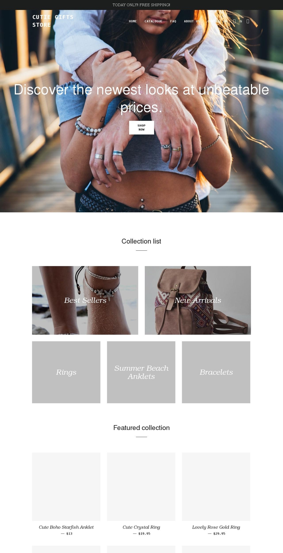 cutiegiftsstore.com — Shopify storefront screenshot