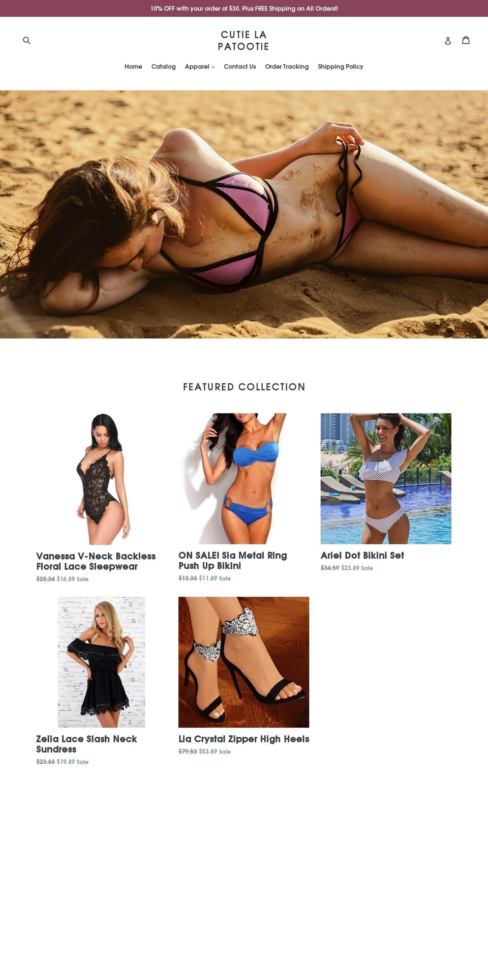 cutielapatootie.com — Shopify storefront screenshot