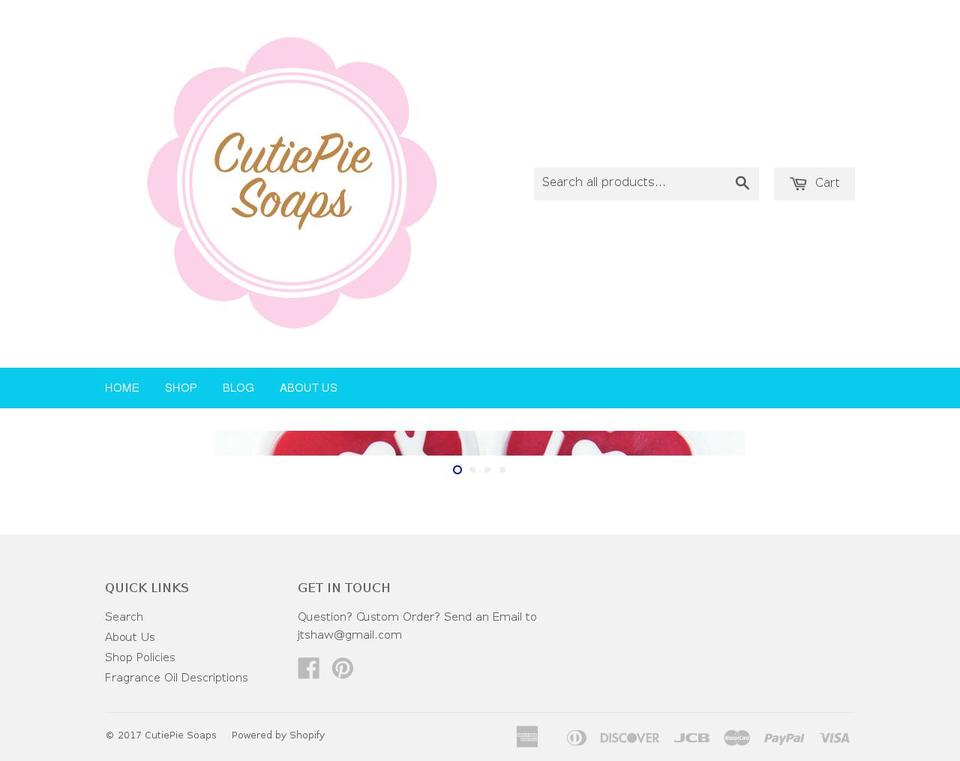 cutiepiesoaps.com shopify website screenshot