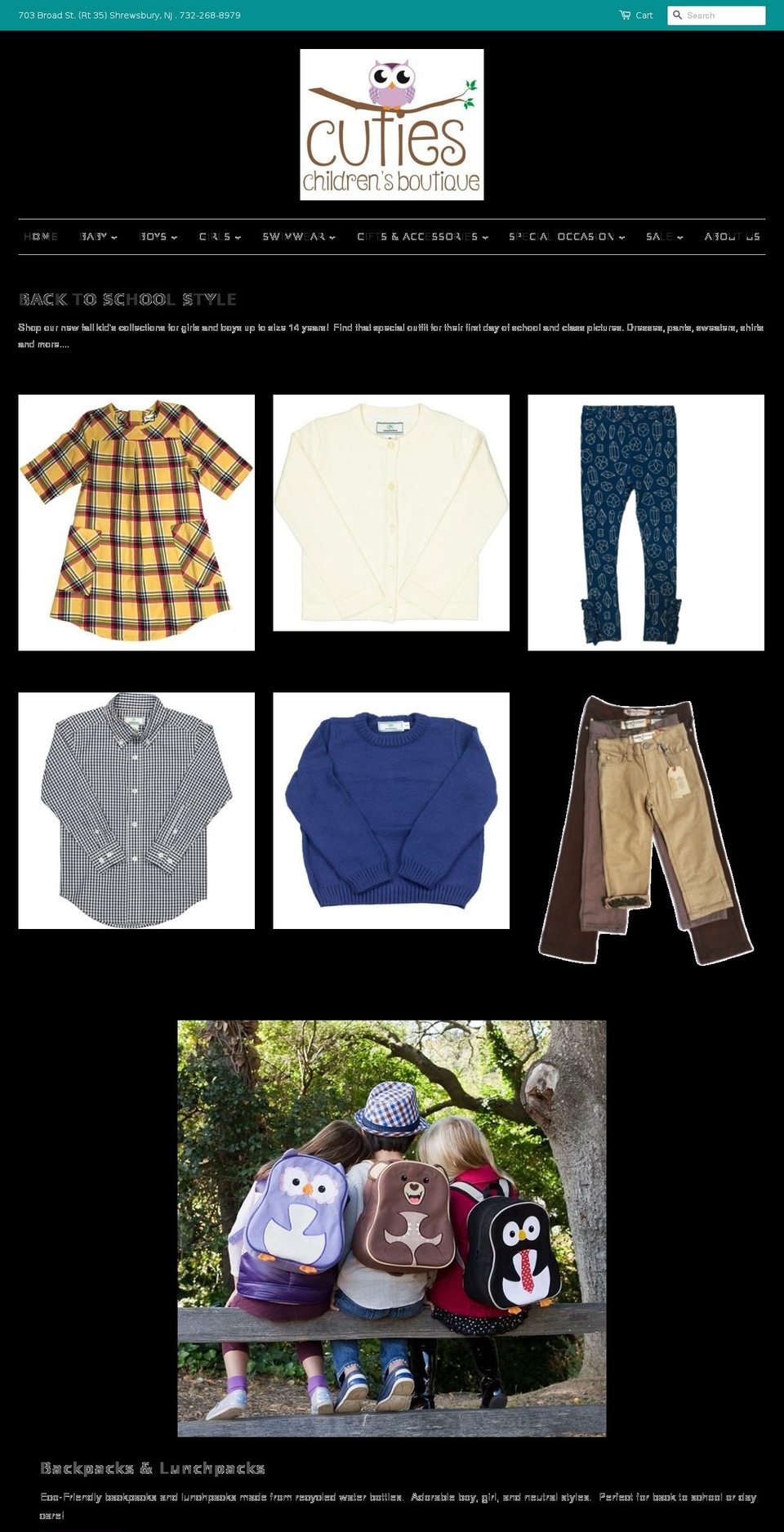 cutieschildrensboutique.com — Shopify storefront screenshot
