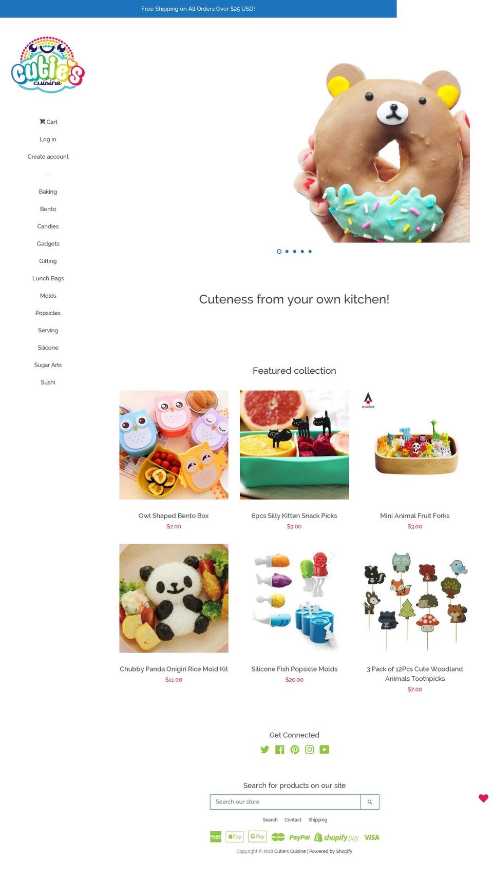 cutiescuisine.com — Shopify storefront screenshot