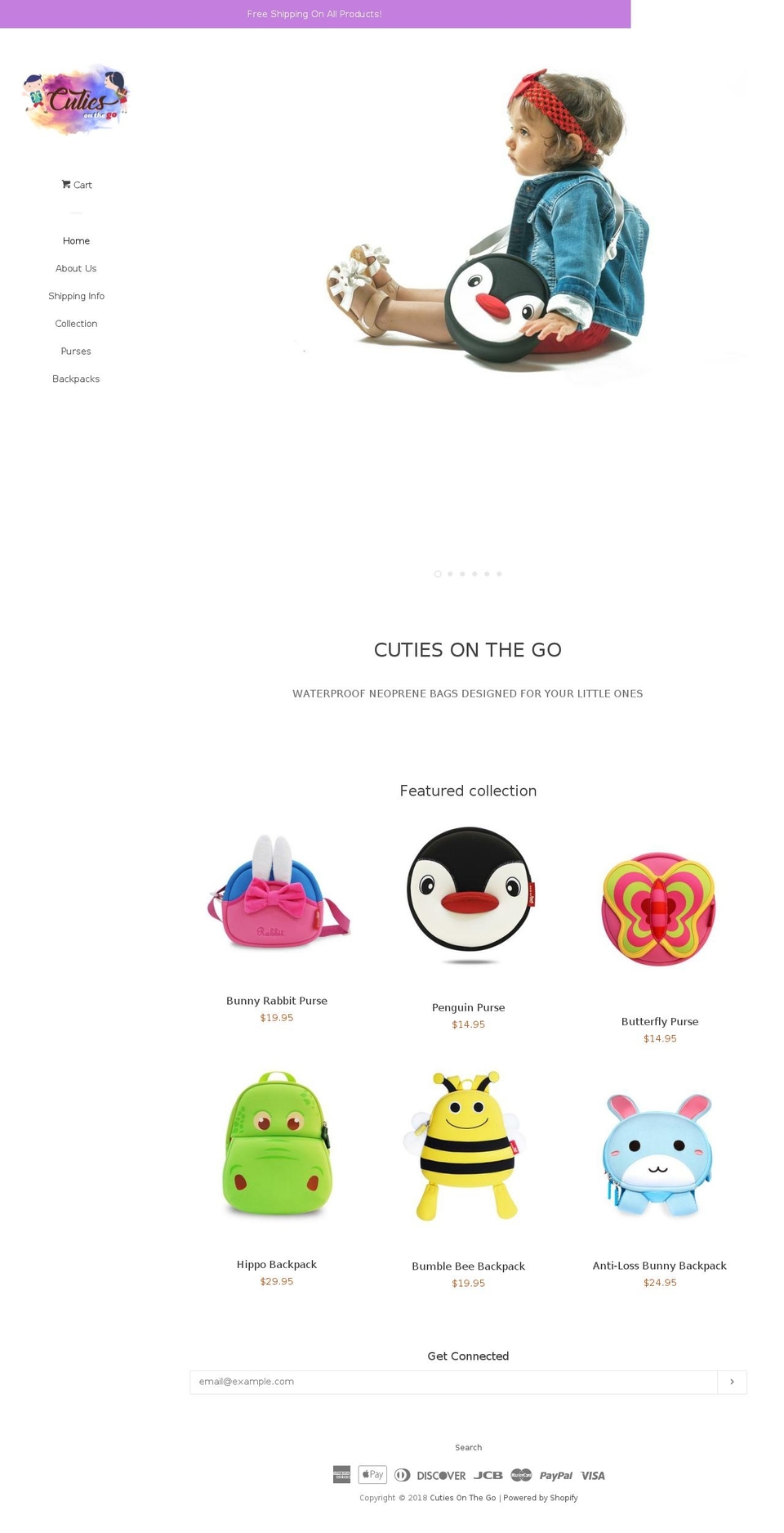 cutiesonthego.com shopify website screenshot