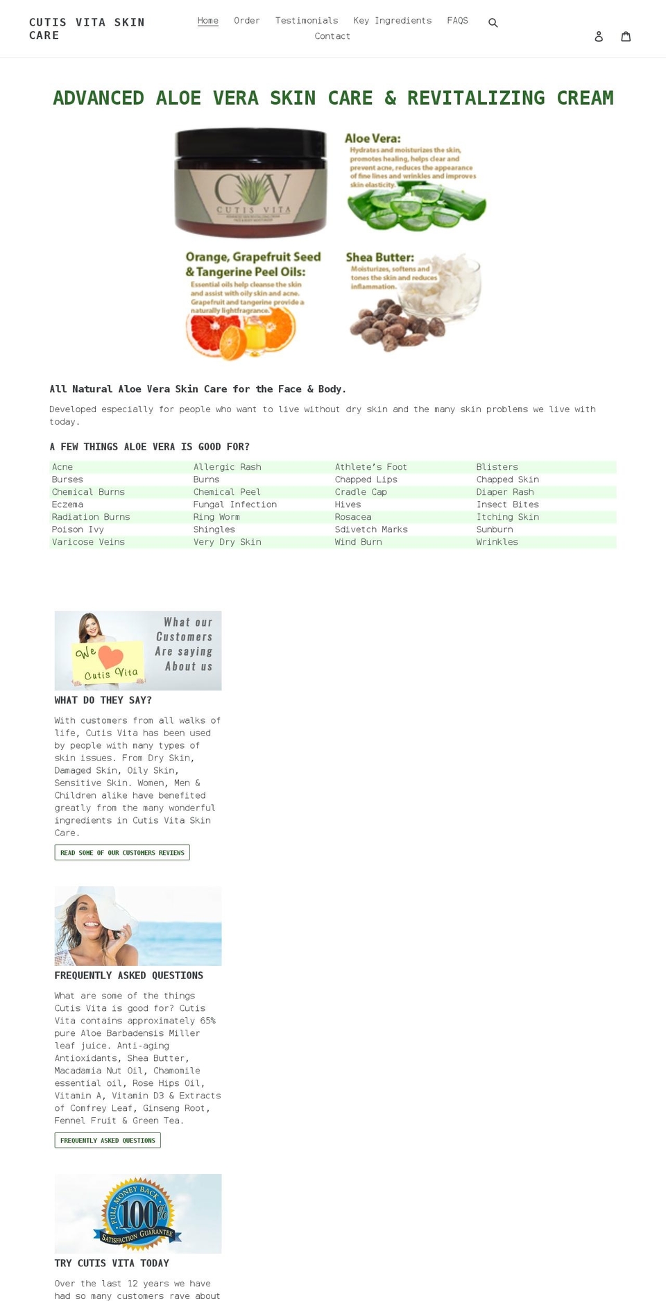 cutisvita.com shopify website screenshot