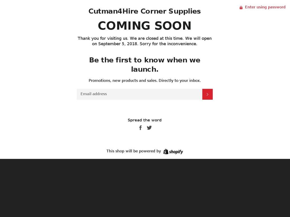 cutman4hiresupplies.com — Shopify storefront screenshot
