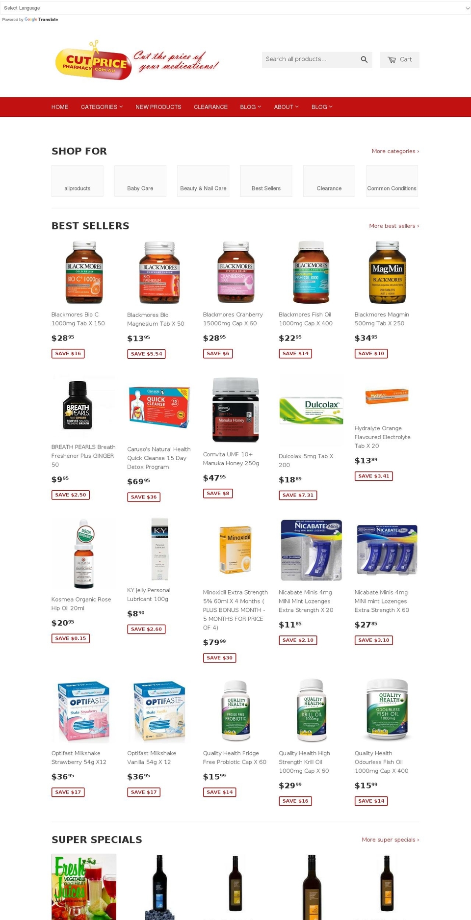 cutpricepharmacy.com.au shopify website screenshot