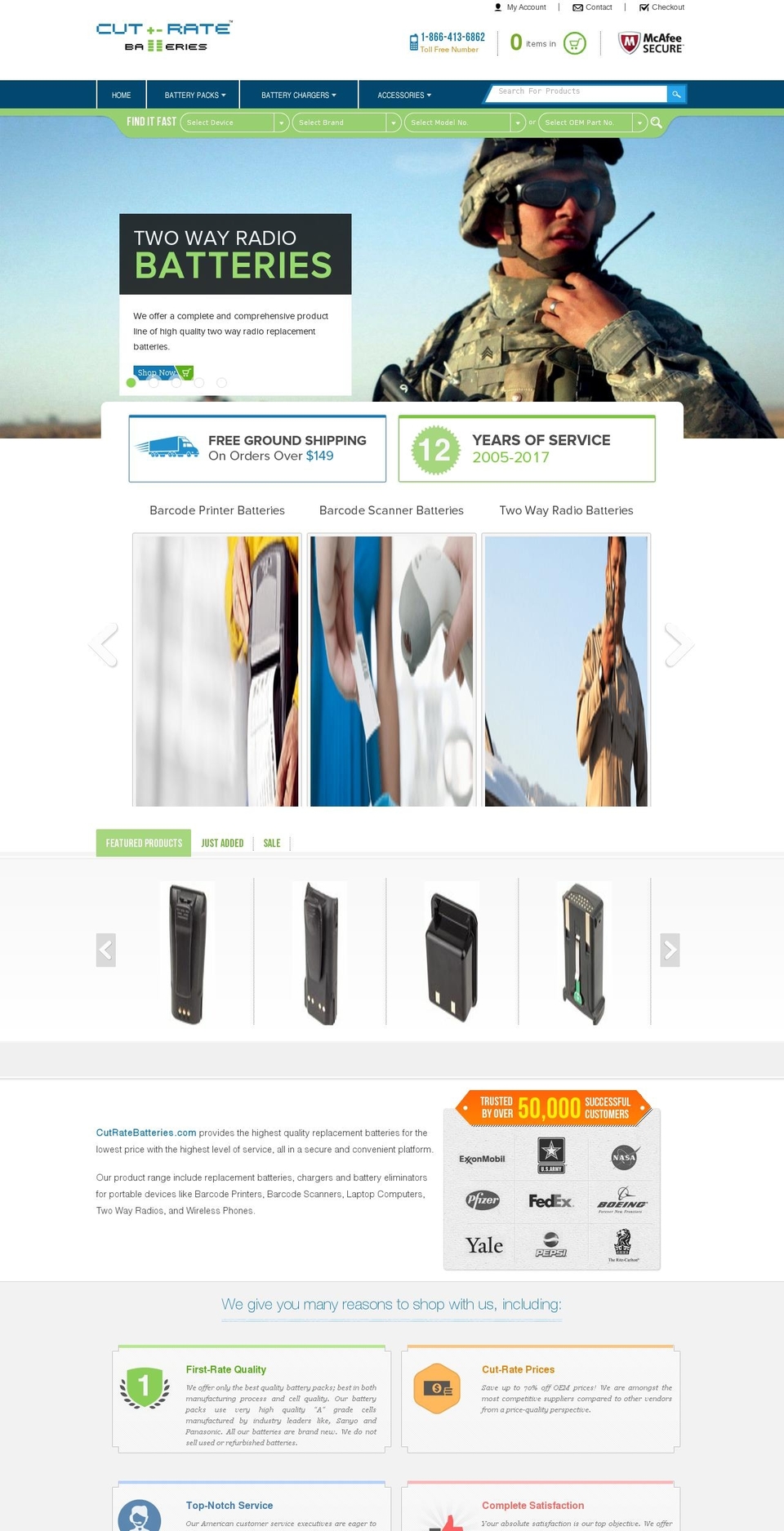 cutratebatteries.com shopify website screenshot