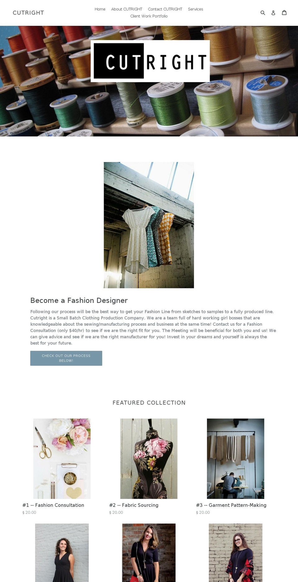 cutrightclothing.com shopify website screenshot