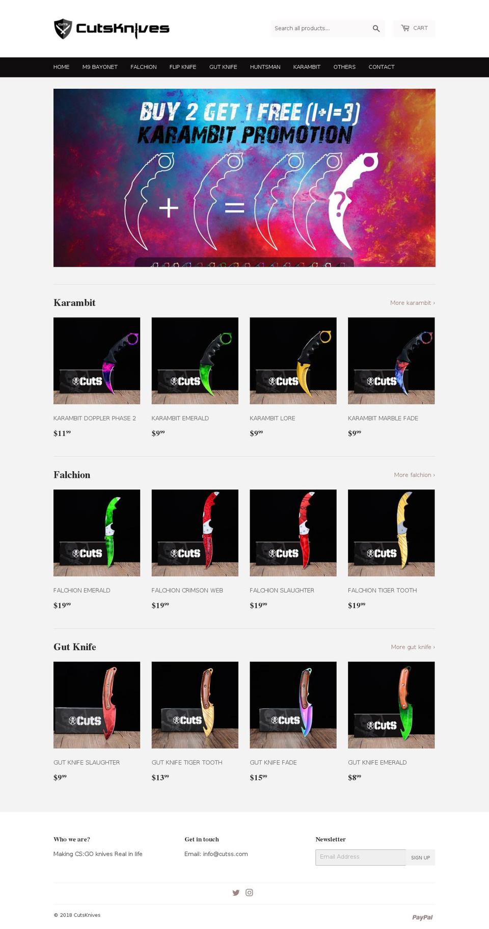 cutsknives.com shopify website screenshot