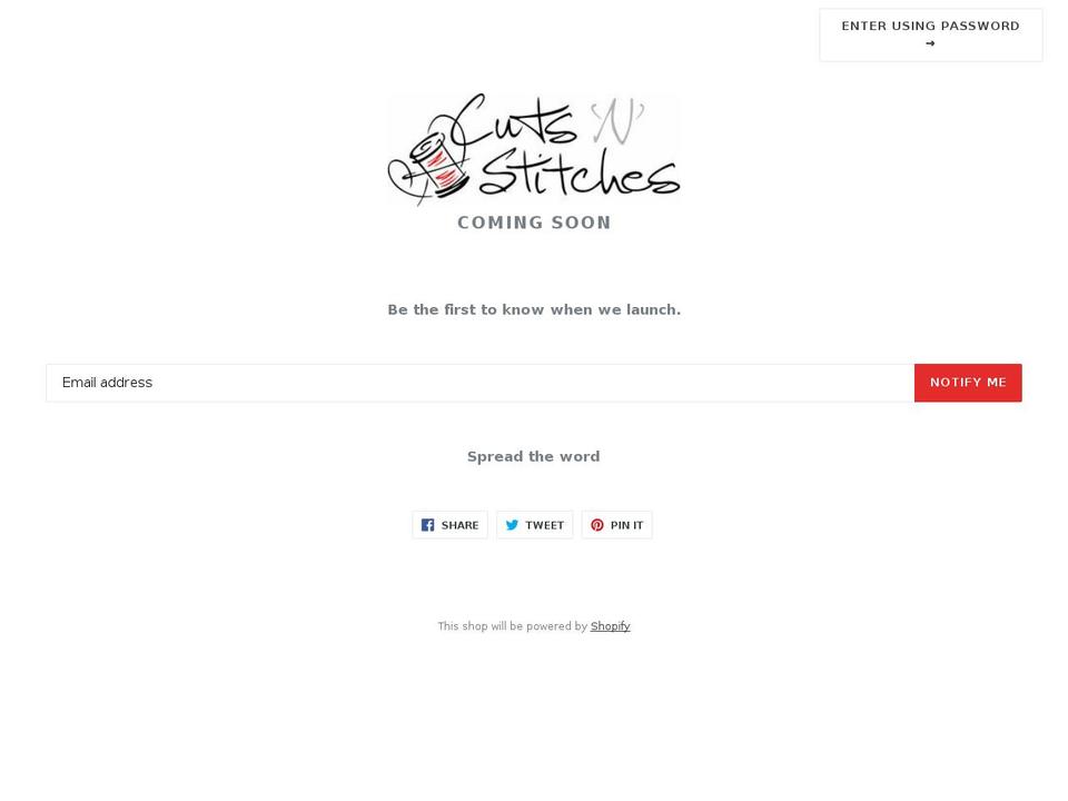 cutsnstitches.com shopify website screenshot
