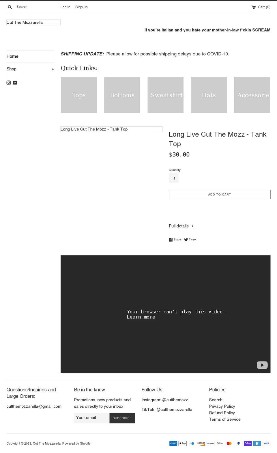 cutthemozzarella.com shopify website screenshot