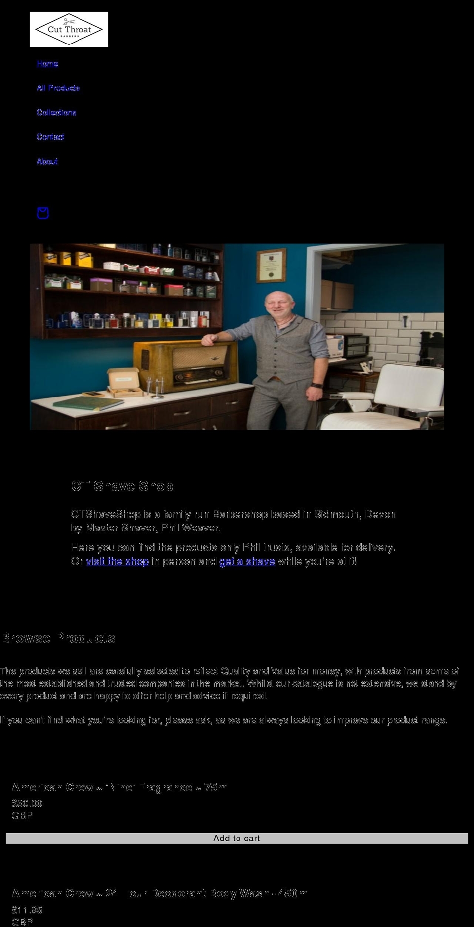 cutthroatshaving.com shopify website screenshot