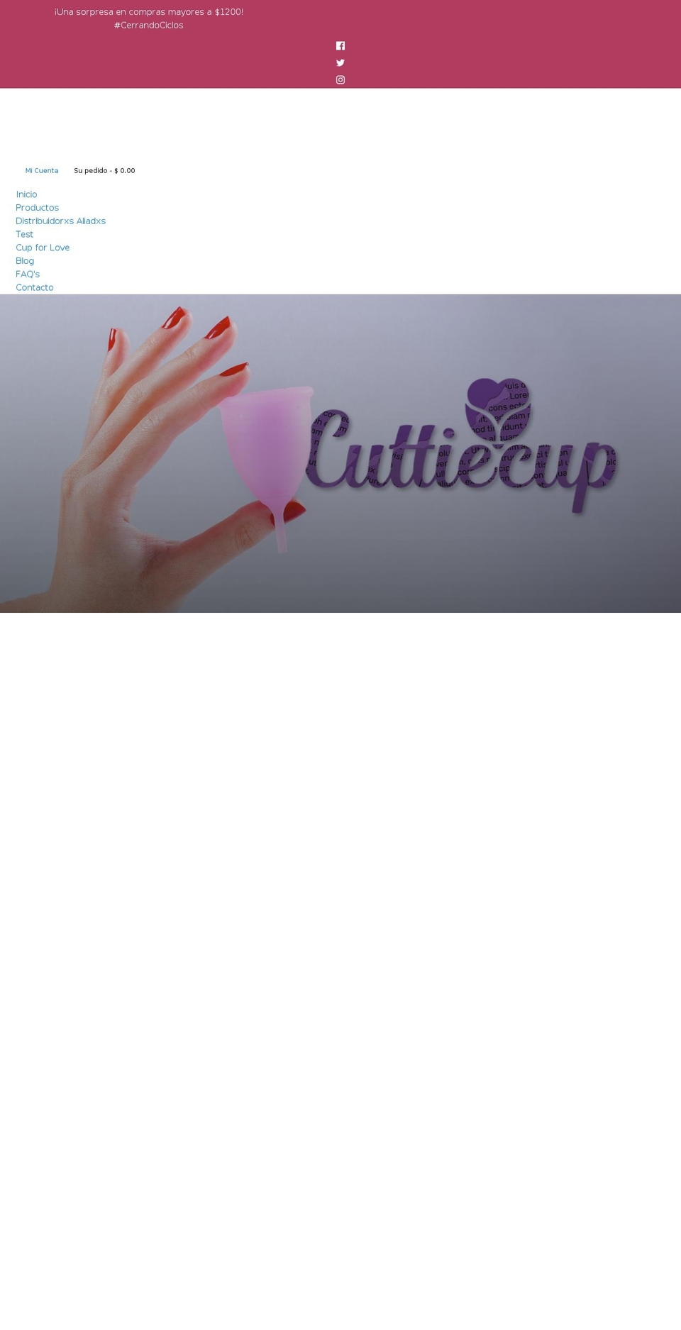 cuttiecup.com shopify website screenshot