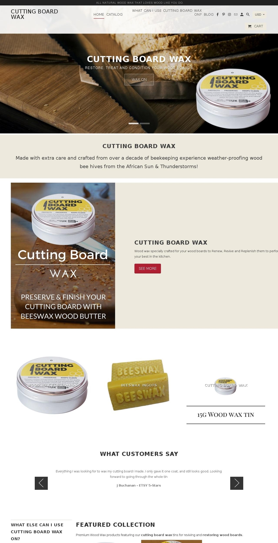 cuttingboardwax.co.uk shopify website screenshot