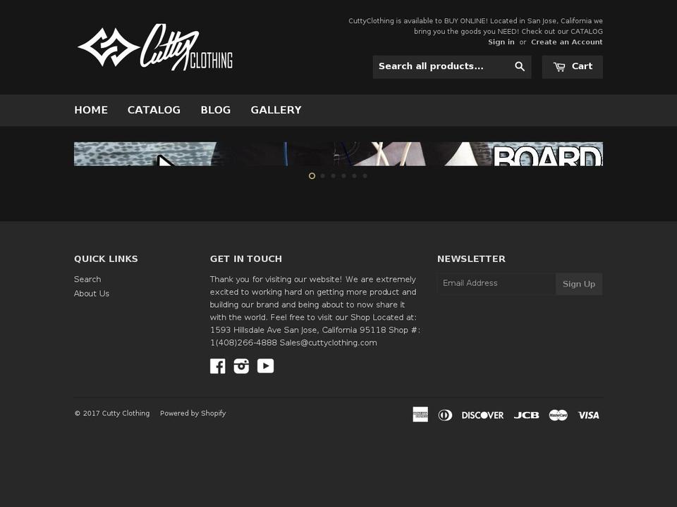 cuttyclothing.com shopify website screenshot