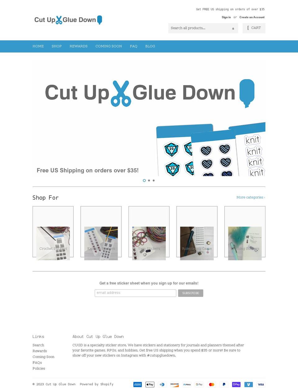 cutupgluedown.com shopify website screenshot